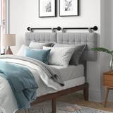 Wade Logan® Caitlyne Panel Headboard Upholstered/Metal/Polyester/Linen in Gray/Black | 25 H x 71.2 W x 4 D in | Wayfair