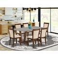 Red Barrel Studio® Dining Set - 1 Modern Dining Table & Light Beige Linen Fabric Dining Chairs w/ Stylish Back Wood/Upholstered | Wayfair