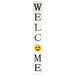 Gracie Oaks Kyre Smiley Face Welcome Sign Wood in White/Black/Yellow | 72 H x 9.5 W x 1.25 D in | Wayfair A98F17BD640C43889D83FDCC0B246E0D