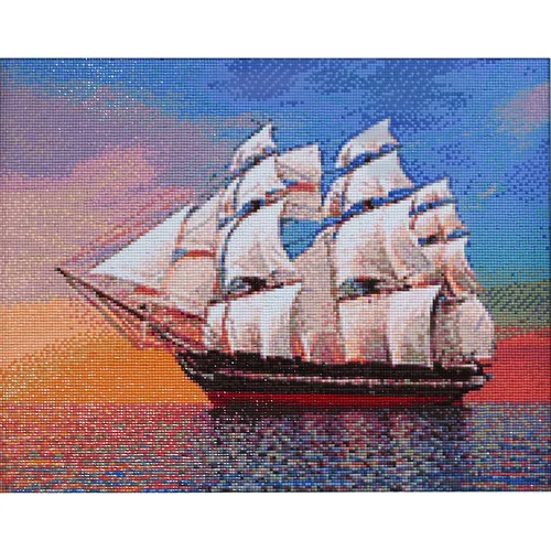 Diamantenstickerei-Set Segelschiff, 48 x 38 cm