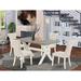 East West Furniture Kitchen Table Set- a Dining Table and Doeskin Linen Fabric Upholstered Chairs, Linen White(Pieces Options)