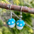 Urban Outfitters Jewelry | Free Magical Mushroom Earrings Turquoise Blue Toad Stool Fairy Grunge Boho | Color: Blue/White | Size: Os