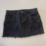 Free People Skirts | Free People Diamond Denim Mini Skirt | Color: Black | Size: 6