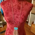 Anthropologie Jewelry | Anthropologie Silver Tone Bead Chain W/ Turquoise Tassel Pendant Necklace | Color: Blue/Silver | Size: 32" Chain 1.25" Turquoise