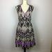 Jessica Simpson Dresses | Jessica Simpson Fit & Flare Wrap Dress Size 6 Womans Purple Black Sleeveless | Color: Black/Purple | Size: 6