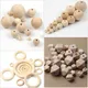 Perles en bois naturel 4-100mm anneaux ronds perles d'espacement en vrac pour la fabrication de