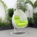 LeisureMod White Wicker Indoor Outdoor Patio Hanging Egg Swing Chair