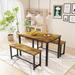 Dining Table Set with Bench, 3 Pieces Dining Furniture Set Kitchen Table Set for Kitchen, Dining Room, Living Room