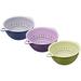 Strainer Colander Bowl 3 Pcs Medium Double Layer Drain Basket - blue purple green - 25.5cm x 22cm x10cm