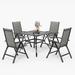 Lark Manor™ 5 Piece Outdoor Patio Dinng Set w/ Metal Aluminum Folding Portable PVC-Coated Polyester Padded Sling Chairs | 37 W x 37 D in | Wayfair