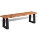 17 Stories Dining Bench Accent Entryway Bench w/ Metal Support Solid Wood Acacia Wood/Natural Hardwoods in Black/Brown/White | Outdoor Dining | Wayfair