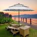 Symple Stuff Caerphilly 9FT Solar Led Patio Umbrellas 3-Tiers(Blue) in Gray | 92.5 H x 106.3 W x 106.3 D in | Wayfair