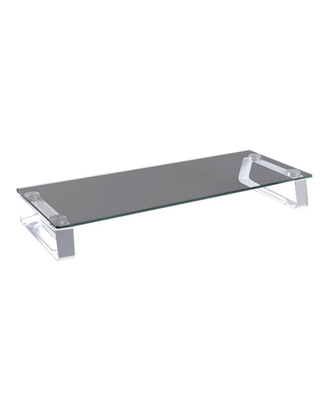 LogiLink Monitor Riser Aufstellung für LCD-Display/Notebook Glas fester kaltgepresster Stahl Bildschirmgröße: 33-81.3 cm 13"-32" auf dem Tisch Image