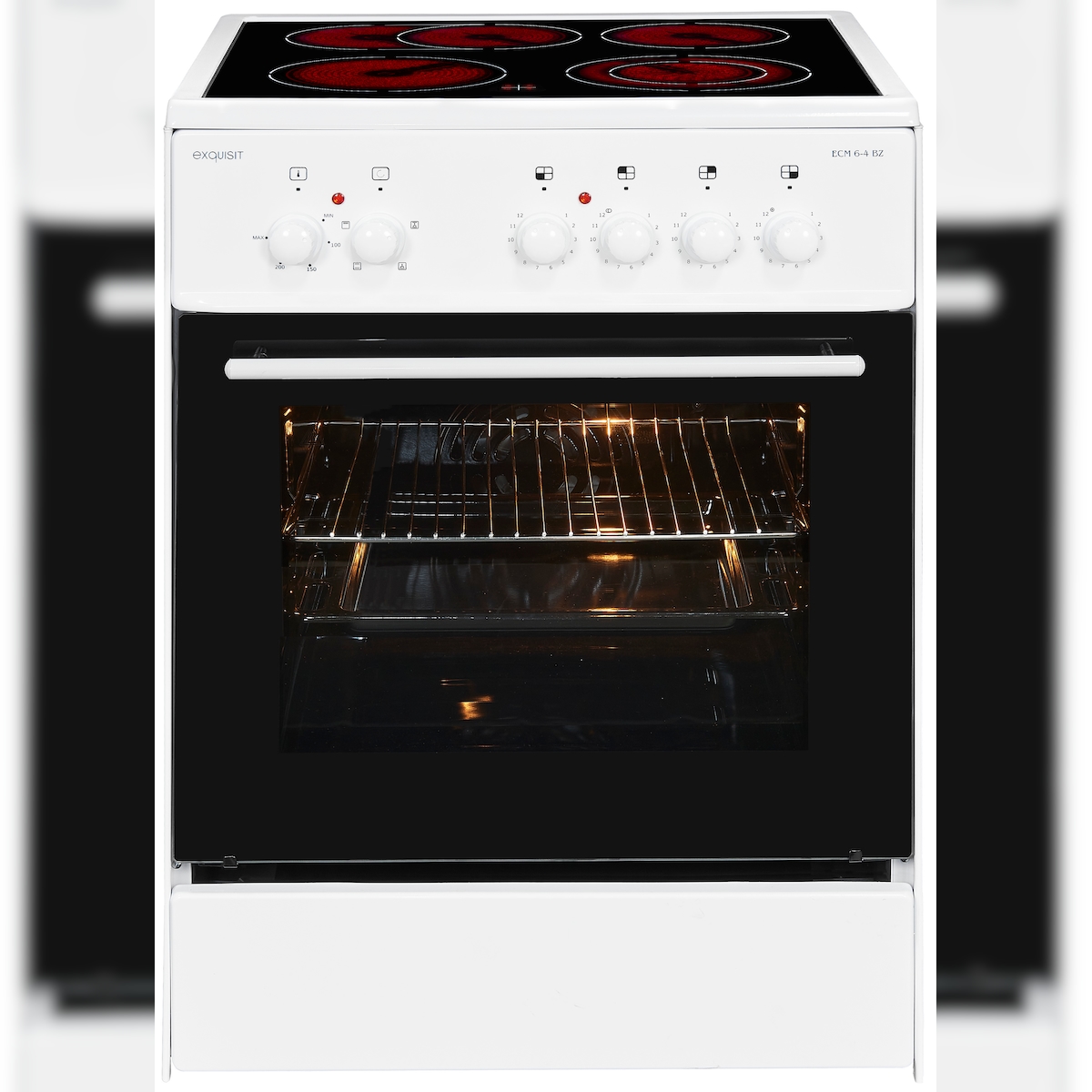 Exquisit ECM 6-4 BZ Elektro-Standherd | Ober-/Unterhitze | Grill | Multifunktion | Backofen-Volumen: 61 l | EEK: A | Weiß Image
