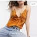 Free People Tops | Free People Bronze Lyric Ruched Satin Cami Tank Top Xs | Color: Brown/Gold | Size: Xs