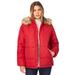 Plus Size Women's Short-Length Puffer Jacket by Roaman's in Classic Red (Size 1X)