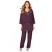 Plus Size Women's Embellished Capelet Pant Set by Roaman's in Dark Berry (Size 20 W)