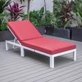 Leisuremod Chelsea Modern Outdoor Chaise Lounge Chair w/ Cushions Metal in White | 15.35 H x 29.53 W x 74.8 D in | Wayfair CLW-77R