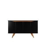 Tudor 53.15 Sideboard with 4 Shelves in Black and Maple Cream - Manhattan Comfort 1027752