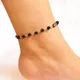 Bracelet de cheville en pierre de cristal noir vintage pour femme breloques de plage style Boho