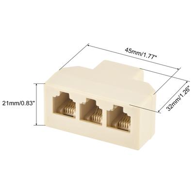 Phone Jack Splitter 6P4C Male to Female Way Socket Adapter 2 Pack