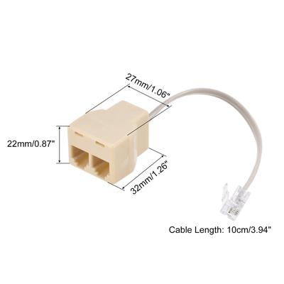 Phone Jack Splitter 6P4C Male to Female Way Socket Adapter