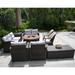 9-piece Patio Wicker Conversation Sofa Set with Firepit Table and Chairs