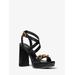 Michael Kors Kailey Embellished Leather Platform Sandal Black 6