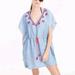 J. Crew Dresses | J.Crew Chambray Linen Cotton Blend Embroidered Beach Cover Up | Color: Blue/Red | Size: Xxs