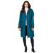 Plus Size Women's Long Hooded Jacket With Fleece Lining by Roaman's in Deep Teal (Size 34/36)