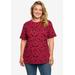 Plus Size Women's Minnie Mouse Hearts All-Over Print T-Shirt Cranberry Red by Disney in Red (Size 5X (30-32))