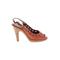 KORS Michael Kors Heels: Pumps Chunky Heel Cocktail Party Orange Solid Shoes - Womens Size 8 - Peep Toe