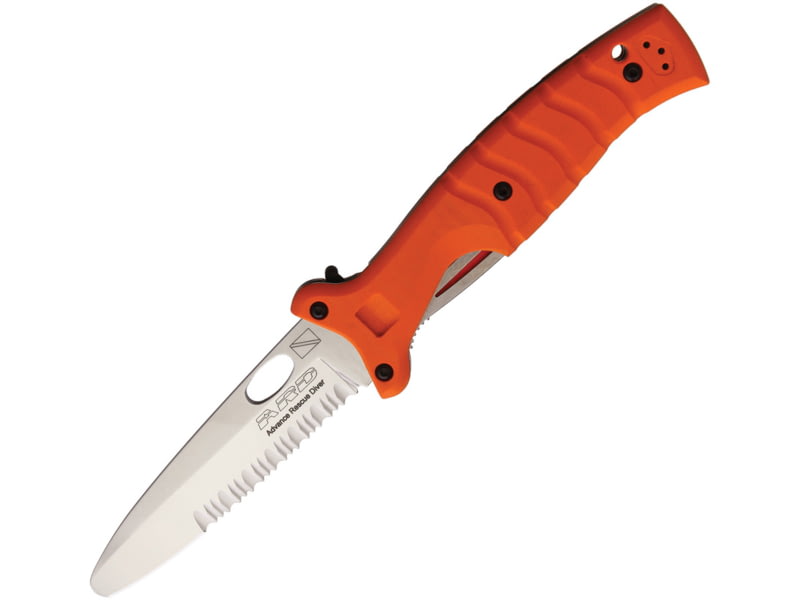 Fox Advance Rescue Dive Knife 4.25" mirror finish partially serrated Bohler N690 Orange G10 handle 01FX401OR