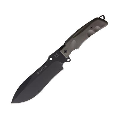 Fox Rimor Fixed Blade Knife 6.88" black PTFE coated Bohler N690 stainless blad OD green FRN handle 02FX731