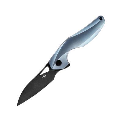 Bestech Knives The Reticulan Framelock Blue Folding Knife 3.25" black stonewash finish S35VN stainless blade Blue stonewash finish titanium handle