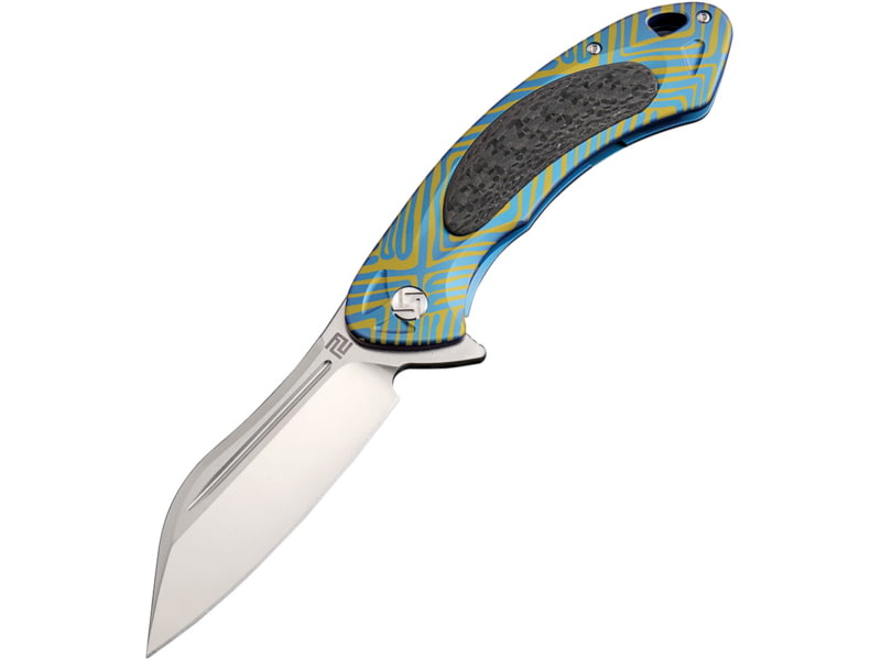 Artisan Cutlery Immortal Framelock Blue Folding Knife 3.63" satin finish S35VN stainless blade Blue titanium handle 1818G-BU03