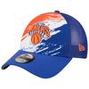 Men's New Era Blue York Knicks Marble 9FORTY Trucker Snapback Hat