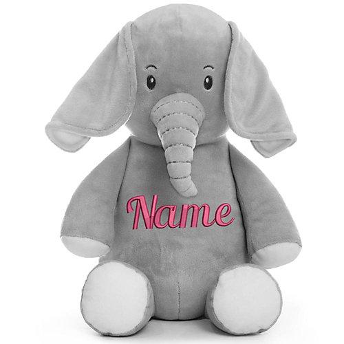 Stofftier Elefant bestickt personalisiert pink