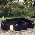 vidaXL Set Divani da Giardino 11 pz con Cuscini in Polyrattan Nero