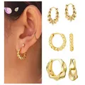 Boucles d'oreilles rondes en argent regardé 925 pour femmes boucles d'oreilles créoles torsadées en