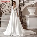 Robes de mariée à col en V en dentelle profonde sexy robe simple robe formelle future mariée