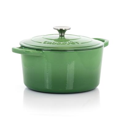 Crock-Pot Classics 2 Piece 5 Qs Enameled Cast Iron Dutch Oven in Green