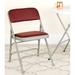 Classic Metal Frame Folding Chairs with Burgundy Patterned Fabric Upholstery