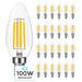 Luxrite Vintage Candle LED Bulb 100W Equivalent, 800 Lumens, 3500K Natural White, 7W, Dimmable, UL Listed, E12 24 Pack