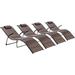 Outdoor Lounge Chairs Set of 4, No Assembly Required Comfy Chaise Lounge Chair with Detachable Headrest for Patio & Pool - N/A