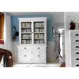 HomeRoots 57" White Solid Wood Frame Dining Hutch w/ Twelve Shelves & Two Drawers Wood in Brown/White | 86.61 H x 57.09 W x 19.69 D in | Wayfair