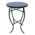 Red Barrel Studio® Outdoor Side Table Metal in Blue | 14 H x 14 W x 21 D in | Wayfair 808C276C1E274ECA8A5239134DE98904