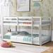 Harriet Bee Twin Over Twin Floor Bunk Bed w/ Ladder, Twin Size Bunk Bed for Teens, No Box Spring Needed in White | 44 H x 80 W x 52 D in | Wayfair