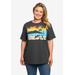 Plus Size Women's Mickey Mouse & Friends Sunset T-Shirt Charcoal by Disney in Charcoal Grey (Size 3X (22-24))