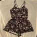 American Eagle Outfitters Dresses | Black Floral Ae Romper | Color: Black/White | Size: M